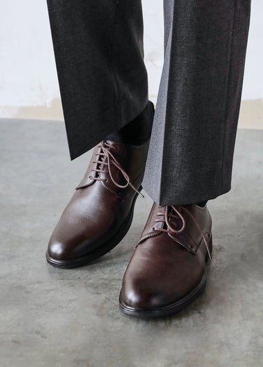 Linzi Angelo Mens Dark Brown Faux Leather Lace-Up Shoes