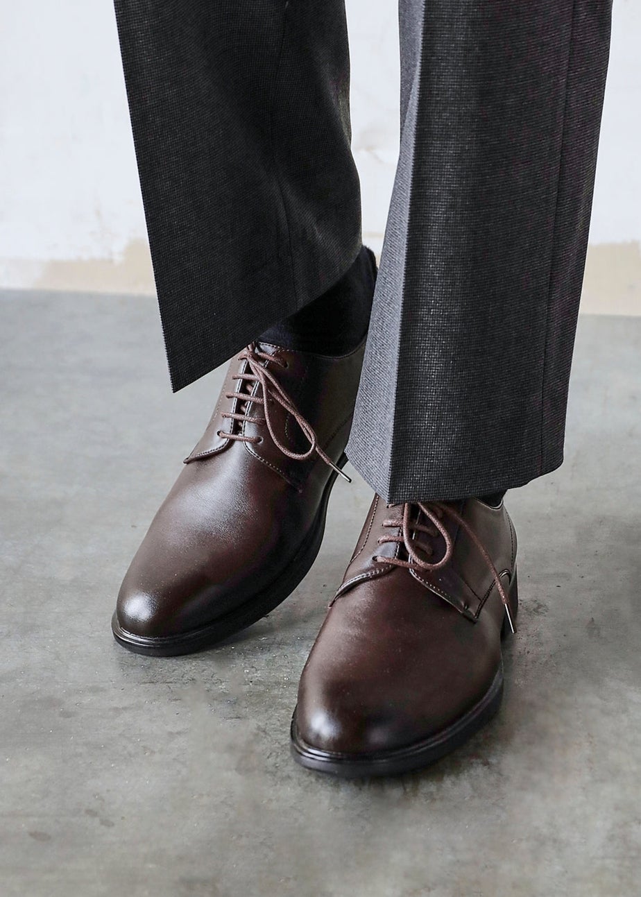 Linzi Angelo Mens Dark Brown Faux Leather Lace-Up Shoes