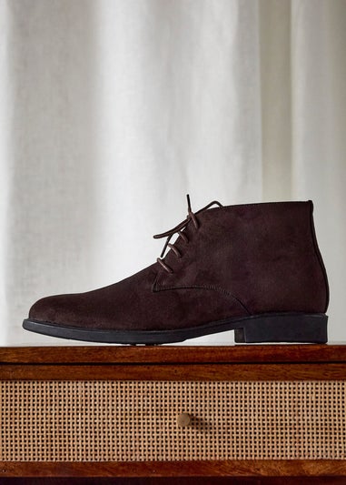 Linzi Ricardo Mens Dark Brown Faux Suede Chukka Boots
