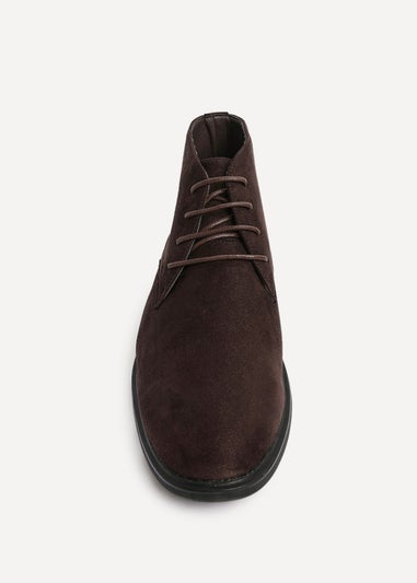 Linzi Ricardo Mens Dark Brown Faux Suede Chukka Boots