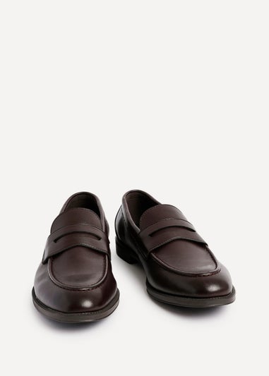Linzi Aurelio Mens Dark Brown Faux Leather Penny Loafers