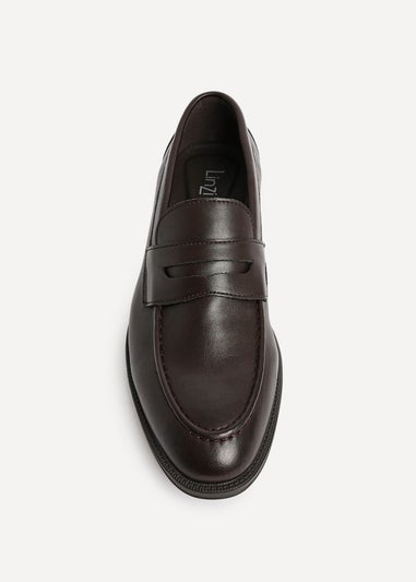 Linzi Aurelio Mens Dark Brown Faux Leather Penny Loafers