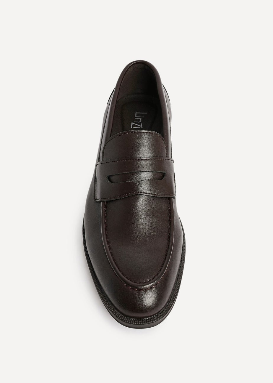 Linzi Aurelio Mens Dark Brown Faux Leather Penny Loafers