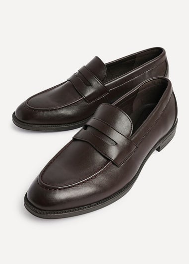 Linzi Aurelio Mens Dark Brown Faux Leather Penny Loafers