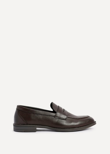 Linzi Aurelio Mens Dark Brown Faux Leather Penny Loafers