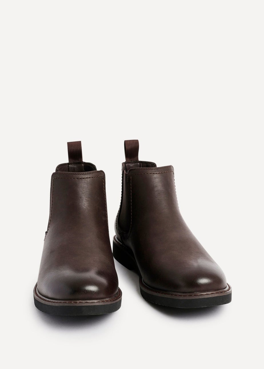 Linzi Alessandro Mens Brown Faux Leather Chelsea Boots