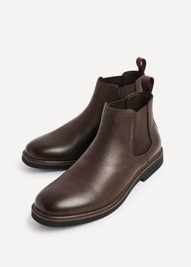 Linzi Alessandro Mens Brown Faux Leather Chelsea Boots