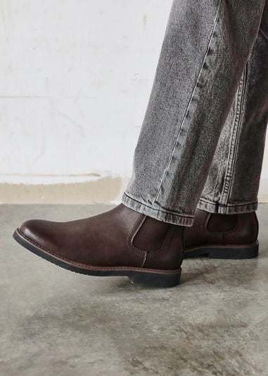 Linzi Alessandro Mens Brown Faux Leather Chelsea Boots