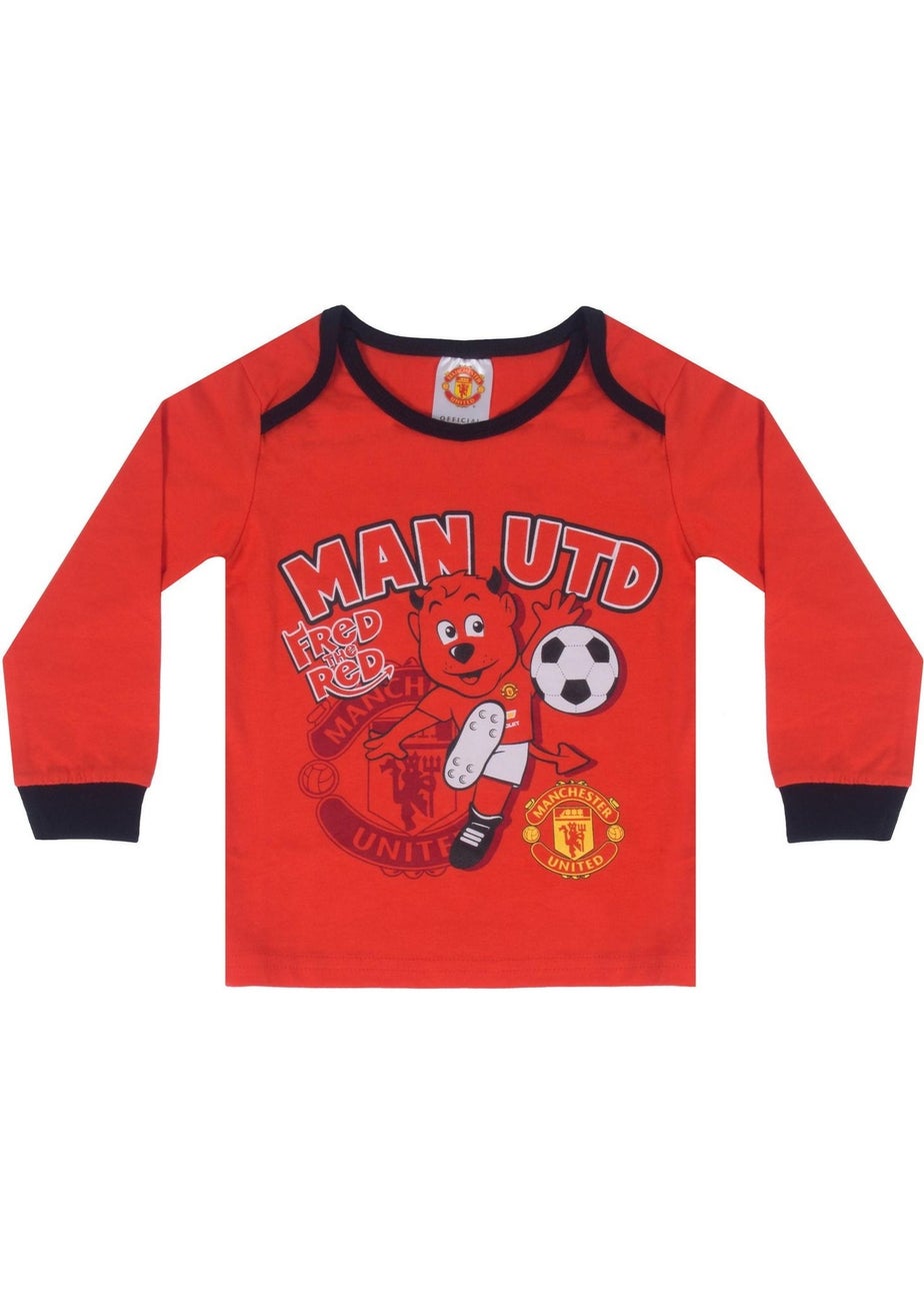 Manchester United FC Boys Red Baby Fred The Red Long Pyjama Set (0-1yrs)