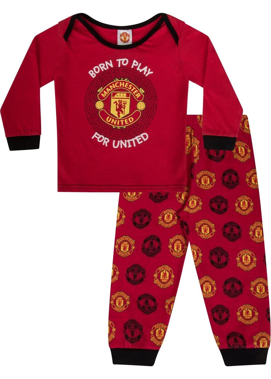 Manchester United FC Boys Red Baby Born To Play Long Pyjama Set (0-1yrs)