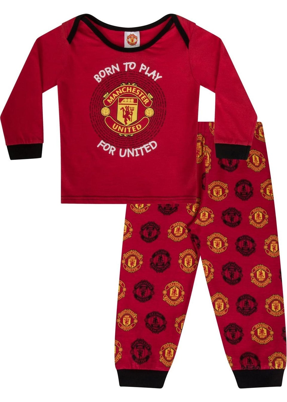 Manchester United FC Boys Red Baby Born To Play Long Pyjama Set (0-1yrs)