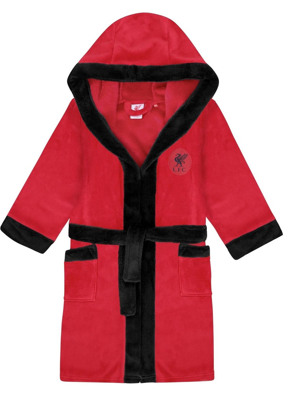 Liverpool FC Boys Red Crest Fleece Contrast Trim Dressing Gown (3-14yrs)