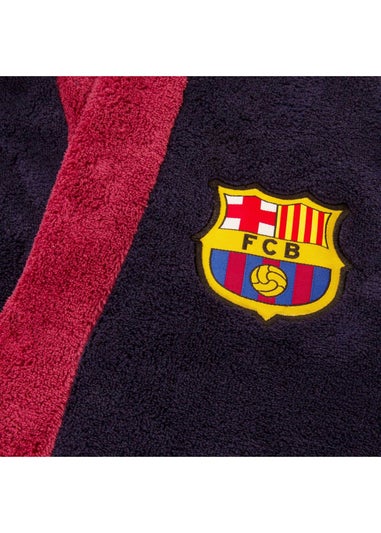 FC Barcelona Boys Navy Crest Fleece Dressing Gown (3-14yrs)