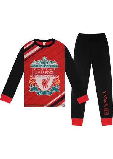 Liverpool FC Boys Black/Red Sublimated Long Pyjama Set (3-14yrs)