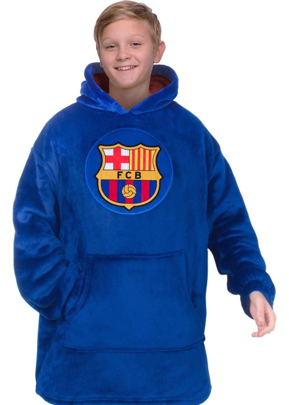 FC Barcelona Blue Kids Crest Oversized Blanket Hoodie (6-14yrs)