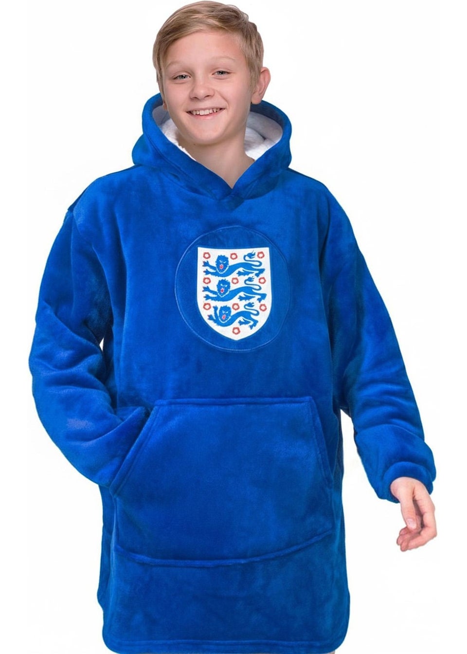England Blue Kids Crest Oversized Blanket Hoodie (6-14yrs)