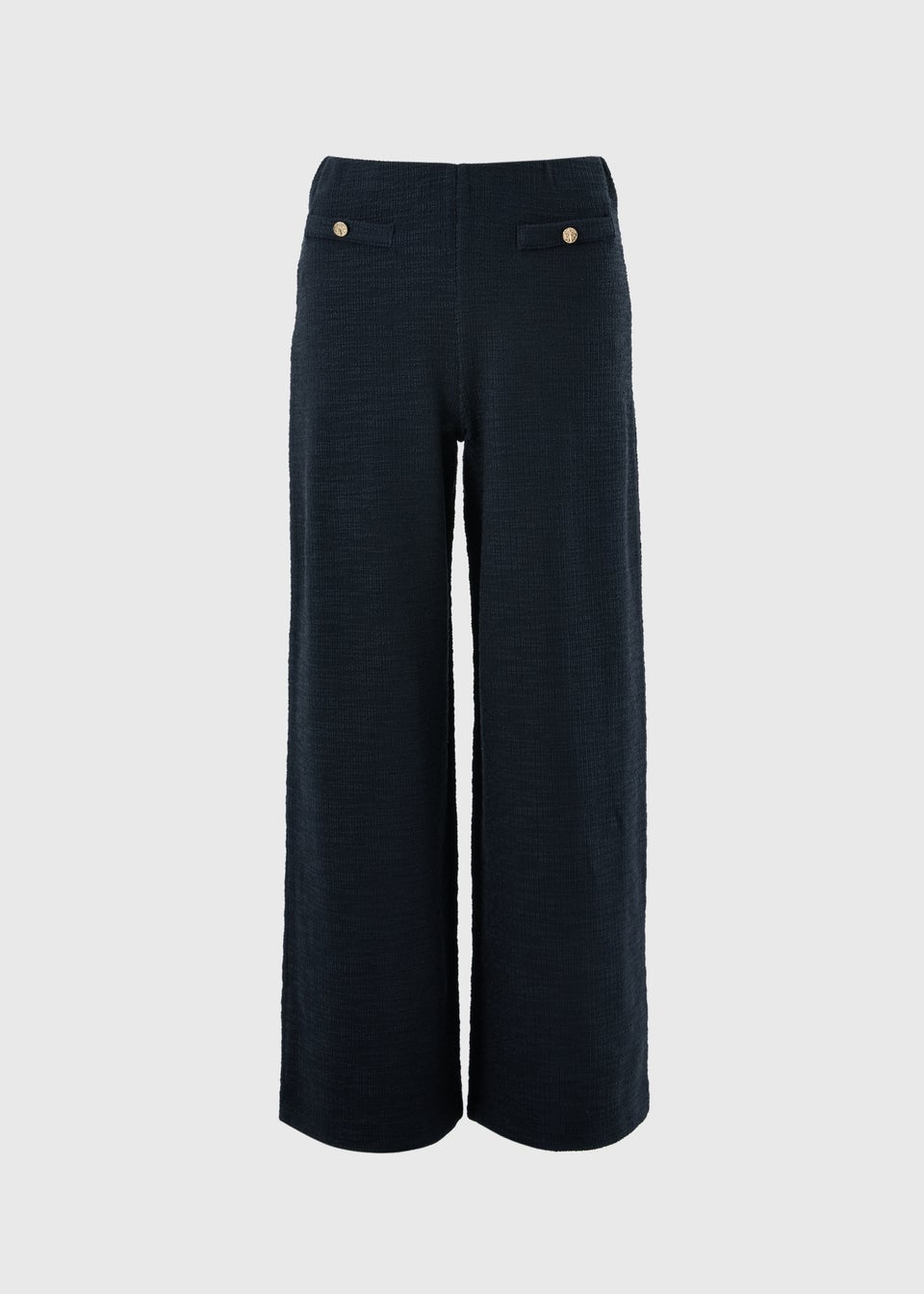 Navy Boucle Wide Leg Co Ord Trousers