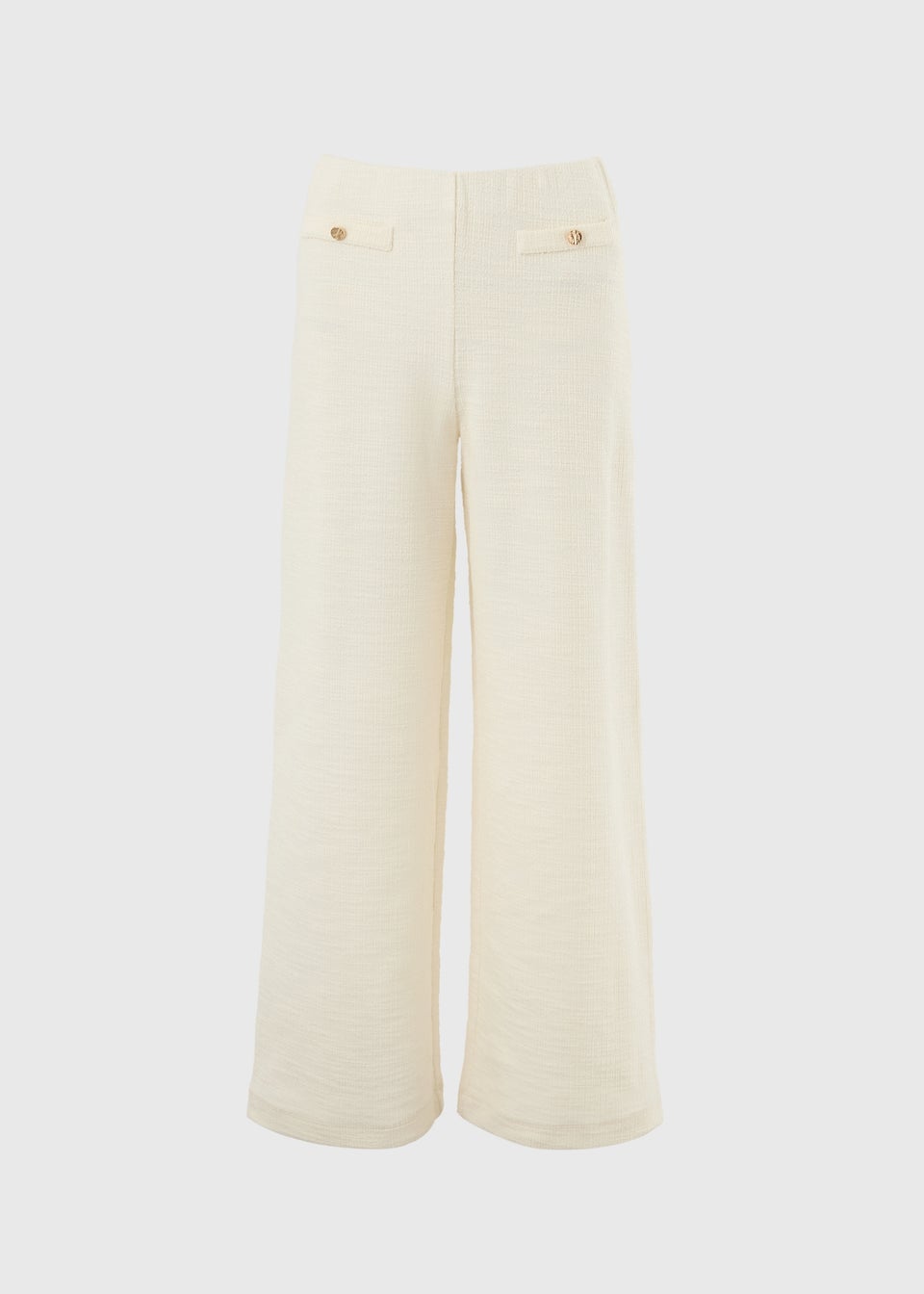 Stone Boucle Wide Leg Co Ord Trousers