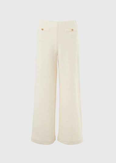 Stone Boucle Wide Leg Co Ord Trousers