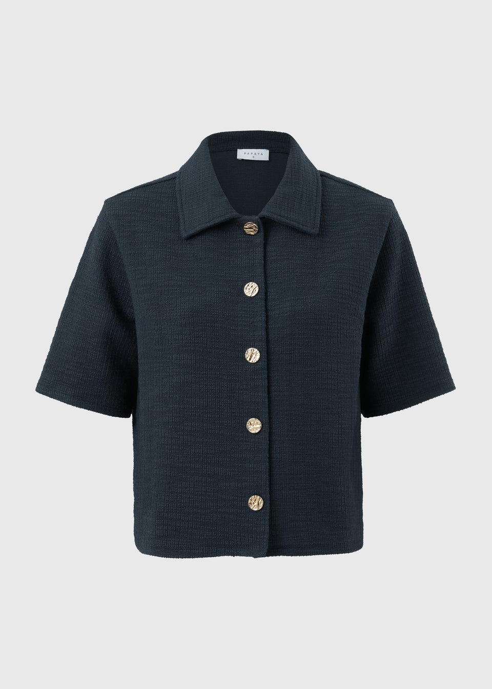 Navy Boucle Collared Co Ord Cardigan