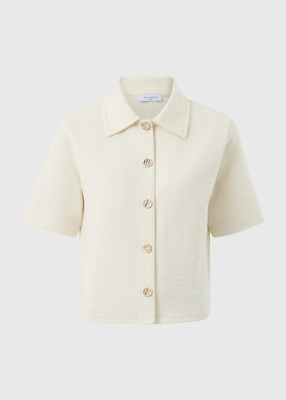 Stone Boucle Collared Co Ord Cardigan