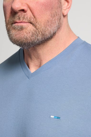 BadRhino Navy Blue 5 Pack Extra Long V-Neck T-Shirts