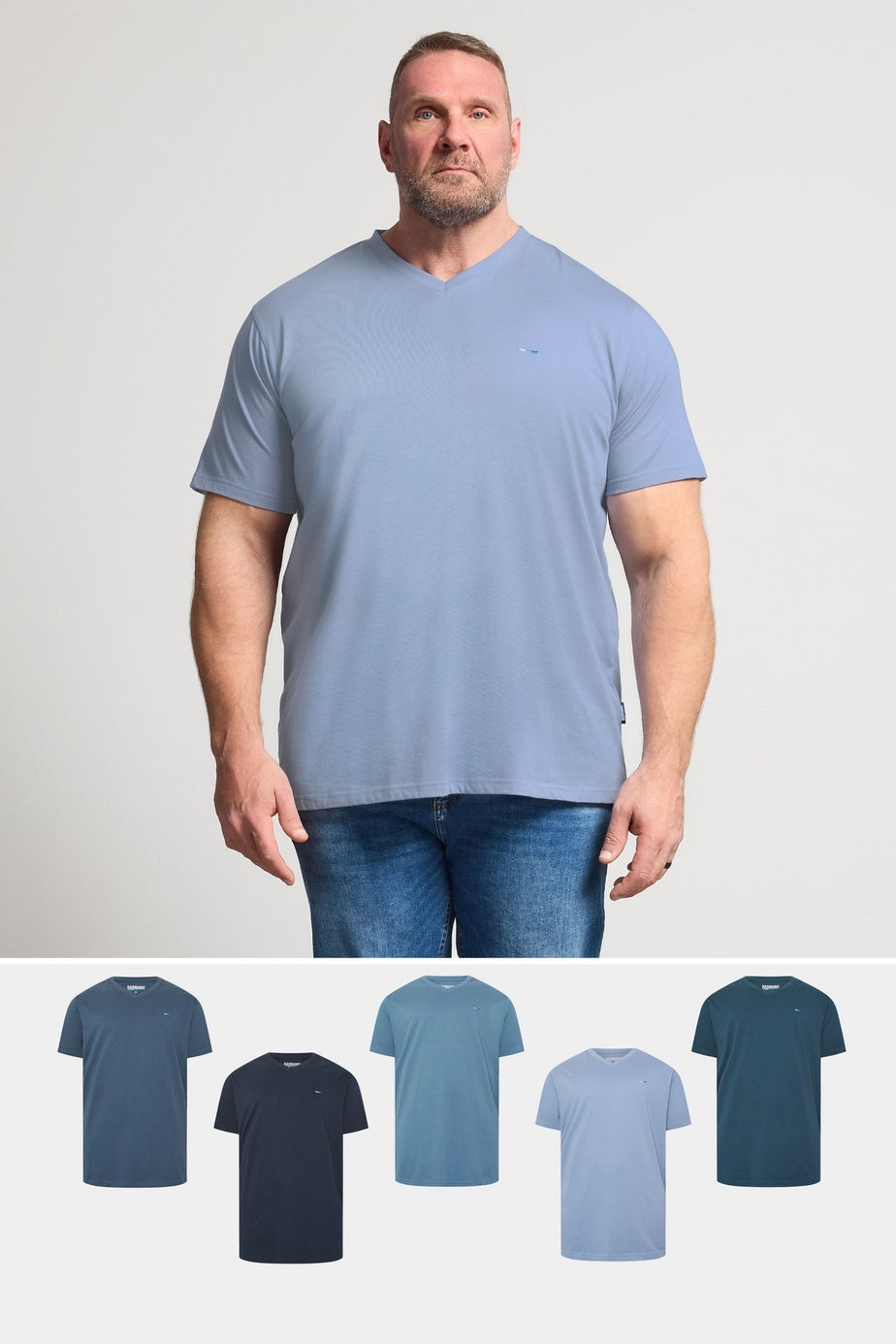 BadRhino Navy Blue 5 Pack V-Neck T-Shirts