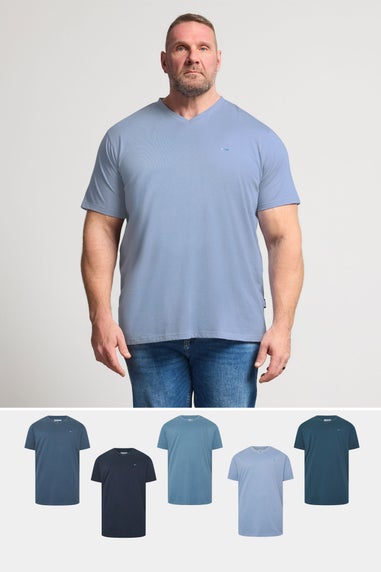 BadRhino Navy Blue 5 Pack V-Neck T-Shirts
