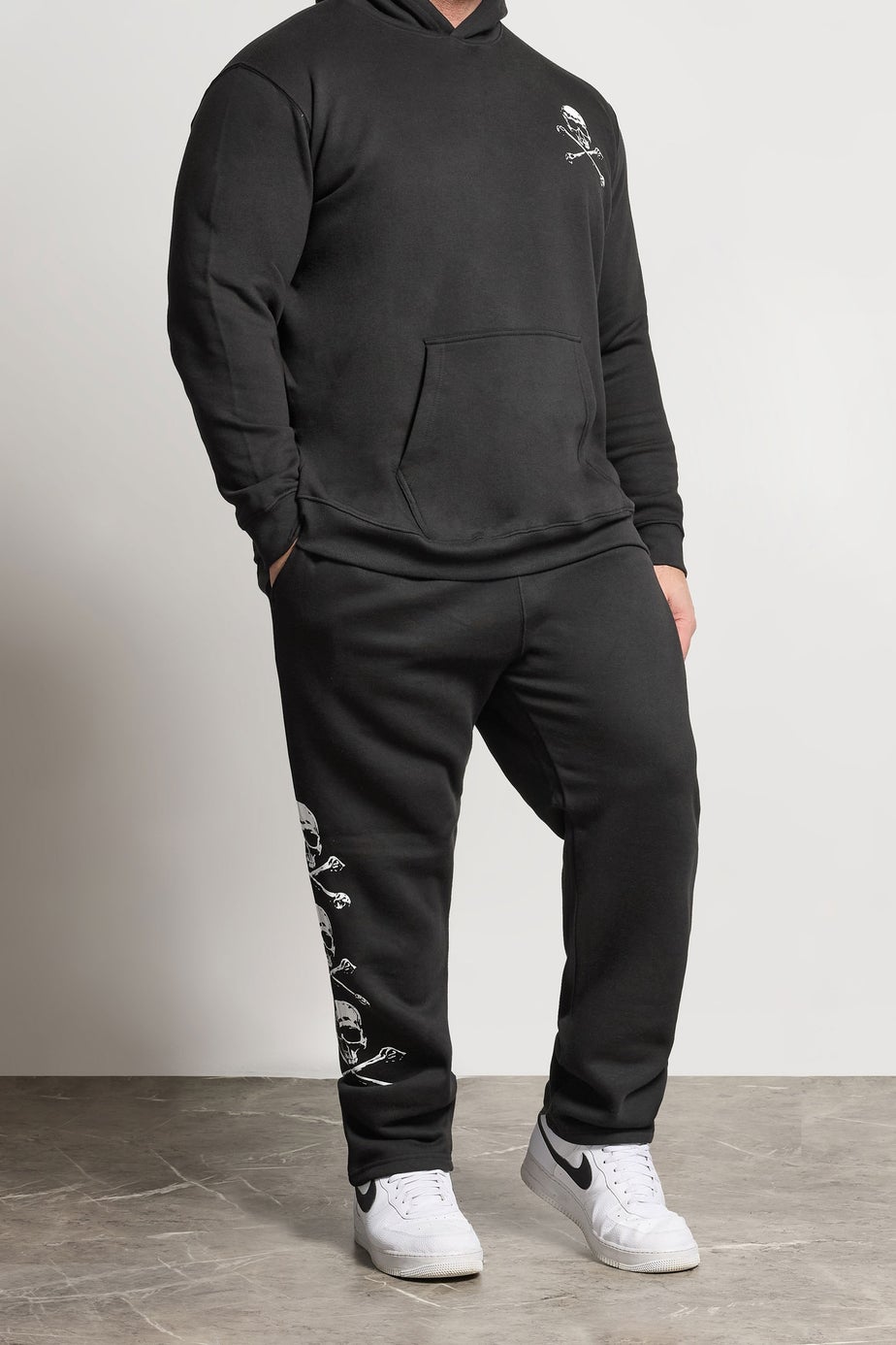 BadRhino Black Side Skull Open Hem Joggers