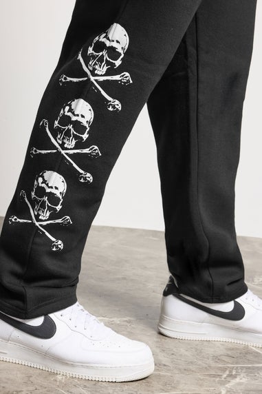 BadRhino Black Side Skull Open Hem Joggers