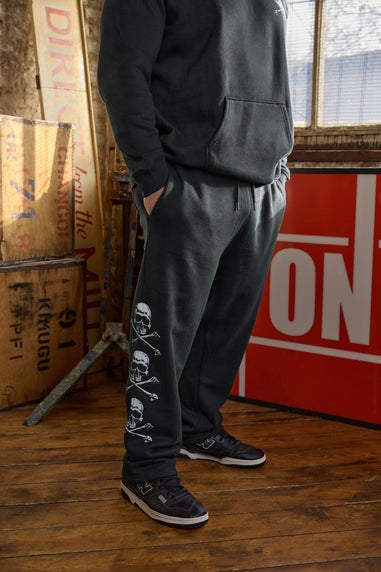 BadRhino Black Side Skull Open Hem Joggers