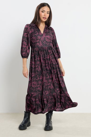 PixieGirl Petite Burgundy Red Abstract Midaxi Dress