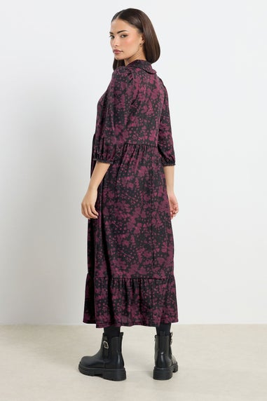 PixieGirl Petite Burgundy Red Abstract Midaxi Dress