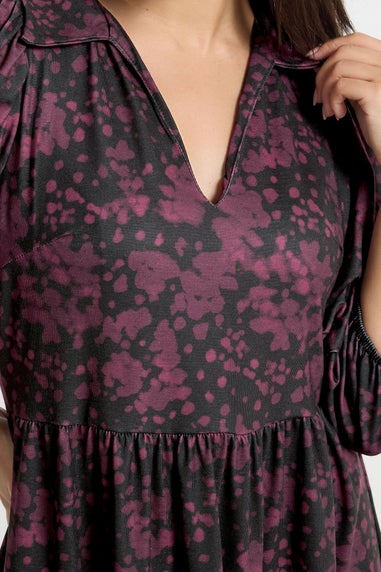 PixieGirl Petite Burgundy Red Abstract Midaxi Dress