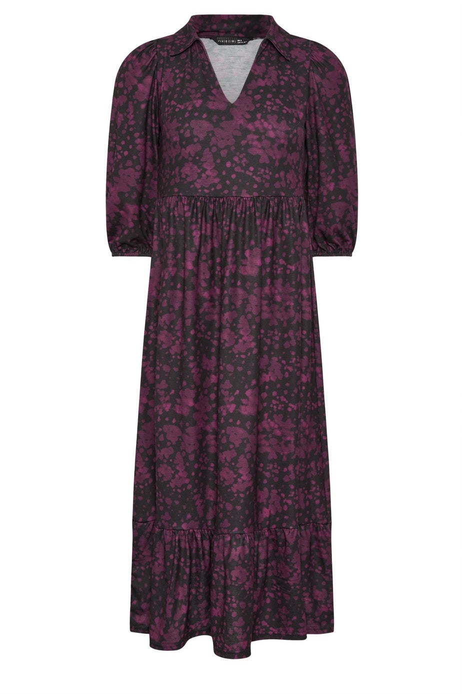 PixieGirl Petite Burgundy Red Abstract Midaxi Dress