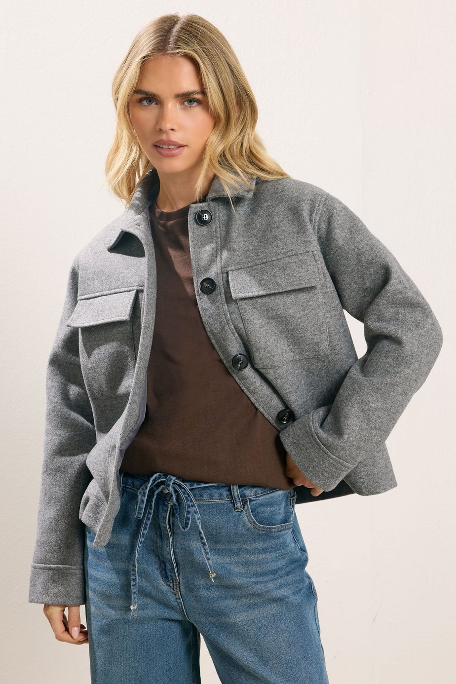 PixieGirl Petite Grey Marl Brushed Jacket