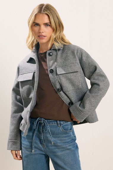 PixieGirl Petite Grey Marl Brushed Jacket