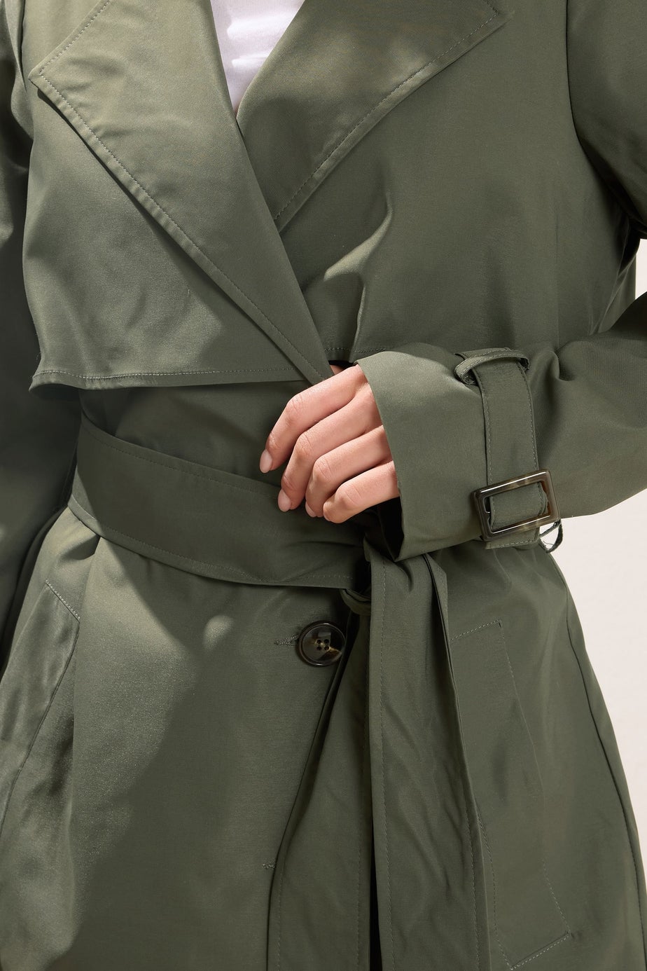 PixieGirl Petite Khaki Green Trench Coat