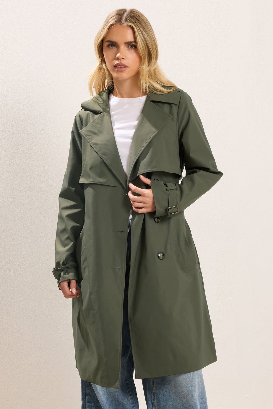 PixieGirl Petite Khaki Green Trench Coat