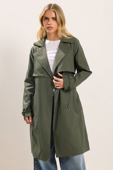 PixieGirl Petite Khaki Green Trench Coat