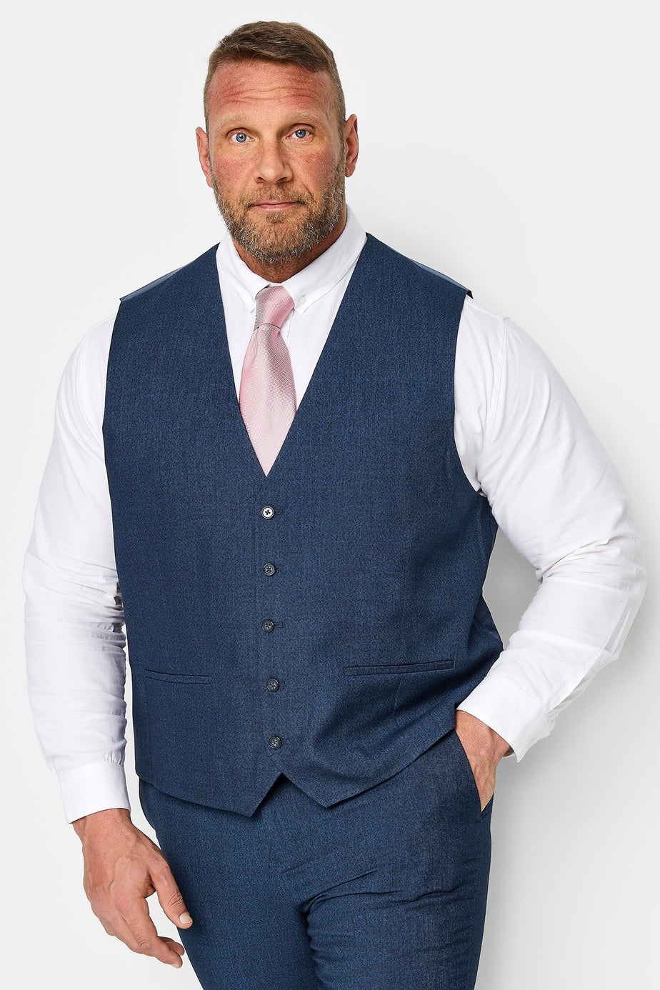 BadRhino Blue Textured Suit Waistcoat
