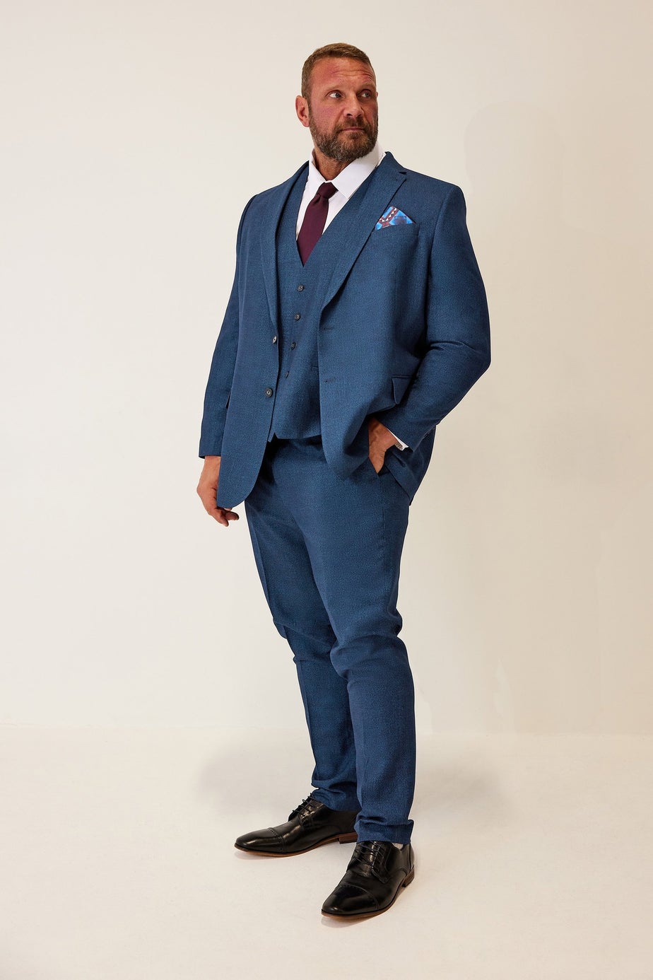 BadRhino Blue Textured Suit Waistcoat