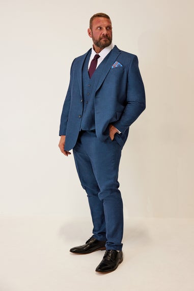BadRhino Blue Textured Suit Waistcoat