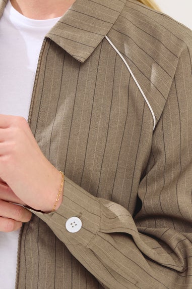 PixieGirl Petite Brown Stripe Tailored Jacket