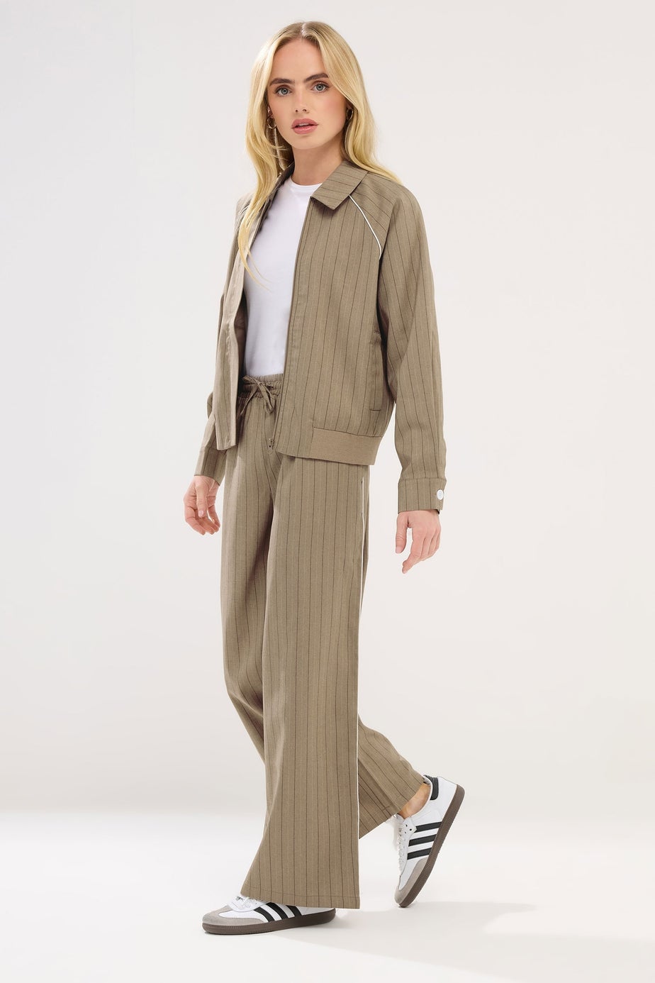 PixieGirl Petite Brown Stripe Tailored Jacket