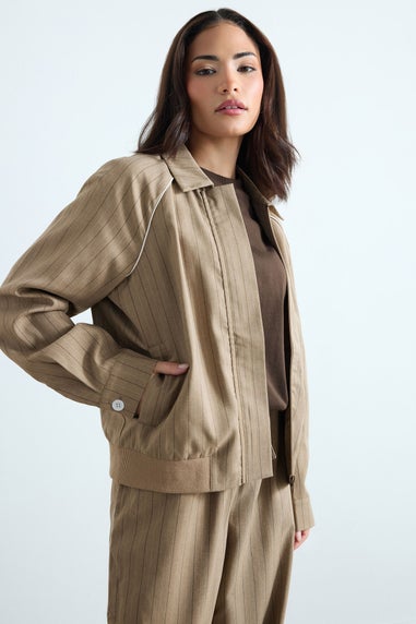 PixieGirl Petite Brown Stripe Tailored Jacket