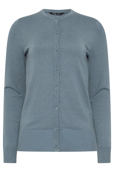 Long Tall Sally Dusty Blue Crew Neck Button Cardigan