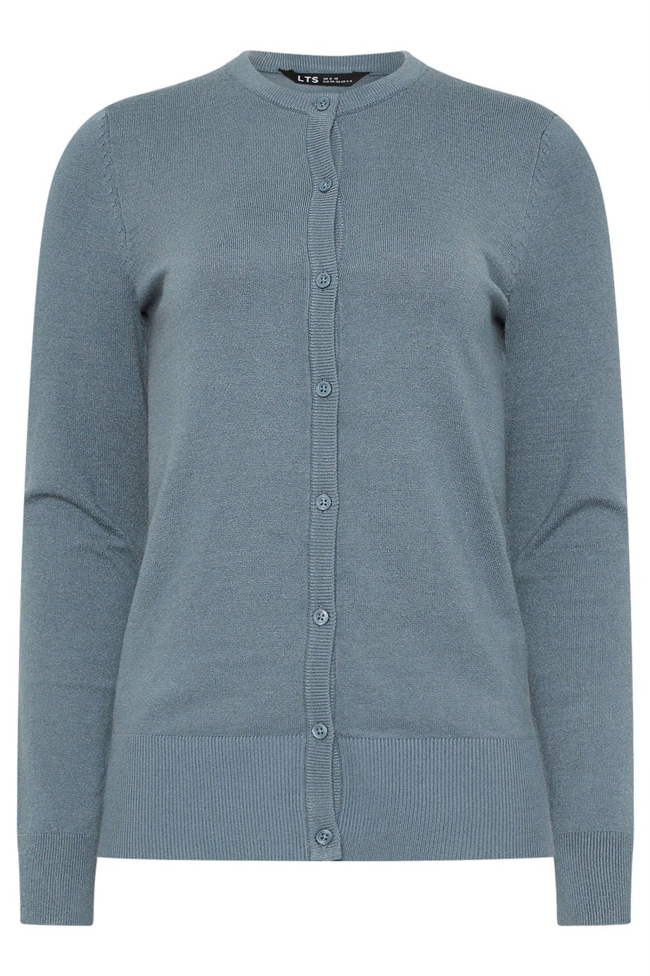Long Tall Sally Dusty Blue Crew Neck Button Cardigan