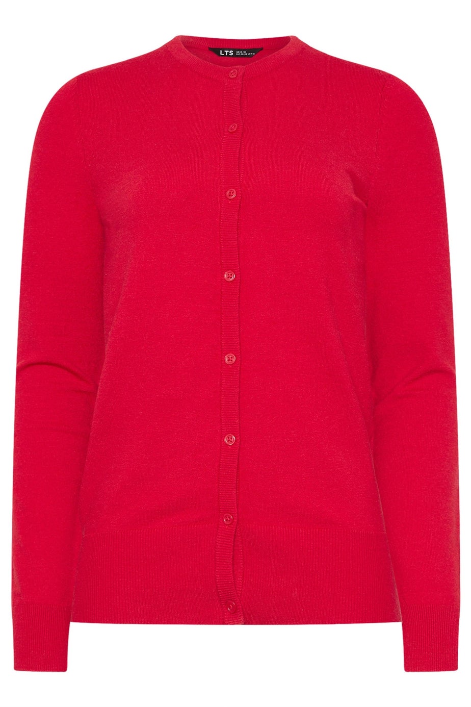 Long Tall Sally Ruby Red Crew Neck Button Cardigan