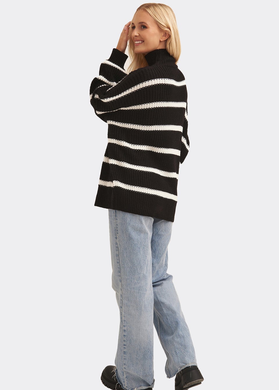 Gini London Black Chunky Knit High Neck Jumper